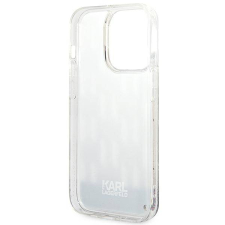 Karl Lagerfeld Monogram Liquid Glitter - Etui iPhone 14 Pro (srebrny) (KLHCP14LLMNMS)