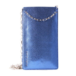 PURO GLAM Chain - Etui uniwersalne do smartfonów z 2 kieszeniami na karty w/gold chain XL (niebieski) (PGPCCHAIN2XL)