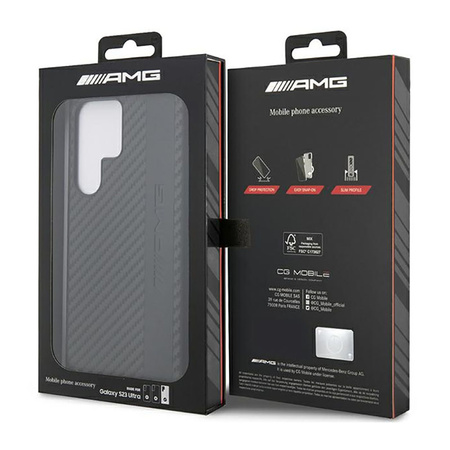 AMG Carbon Stripe & Embossed - Etui Samsung Galaxy S23 Ultra (czarny) (AMHCS23LBLSCA)