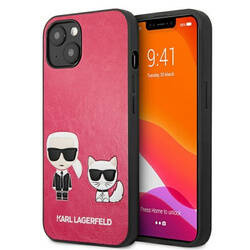 Karl Lagerfeld PU Leather Karl & Choupette Embossed - Etui iPhone 13 Mini (fuksja) (KLHCP13SPCUSKCP)