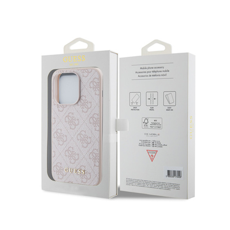 Guess 4G Metal Gold Logo - Etui iPhone 15 Pro (różowy) (GUHCP15LG4GFPI)