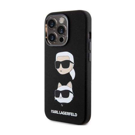 Karl Lagerfeld Silicone Karl & Choupette Heads - Etui iPhone 15 Pro (czarny) (KLHCP15LSDHKCNK)