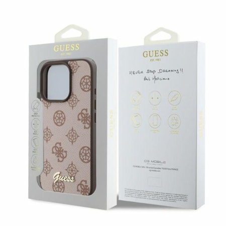 Guess Peony Script MagSafe - Etui iPhone 16 Pro (brązowy) (GUHMP16LPGPYSW)