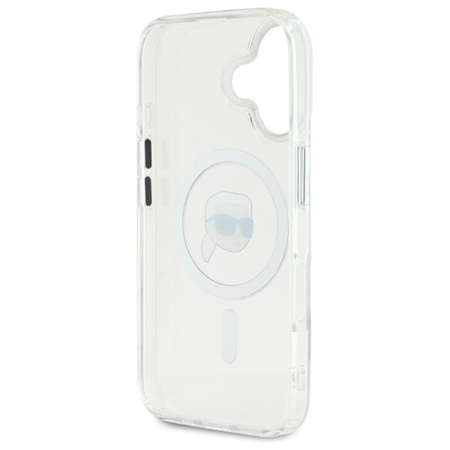 Karl Lagerfeld IML Metal Karl Head MagSafe - Etui iPhone 16 (biały) (KLHMP16SHLSKIH)