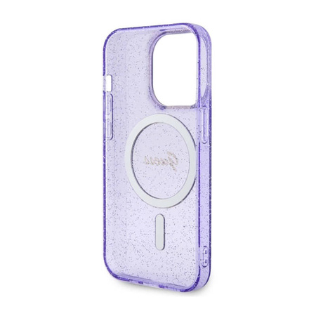 Guess Glitter Gold MagSafe - Etui iPhone 14 Pro (Purpurowy) (GUHMP14LHCMCGU)