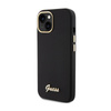 Guess Silicone Script Metal Logo & Frame - Etui iPhone 15 (czarny) (GUHCP15SSMBSLK)