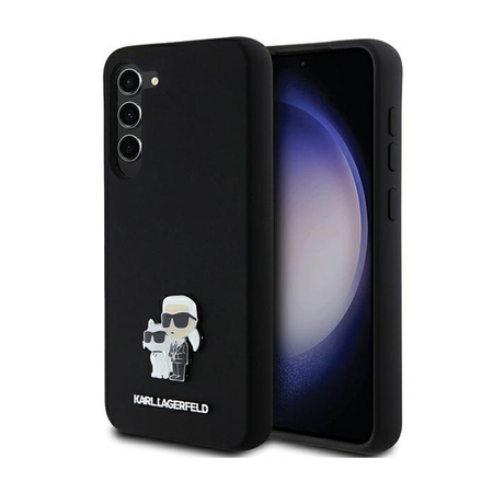 Karl Lagerfeld Silicone Karl & Choupette Metal Pin - Etui Samsung Galaxy S24+ (czarny) (KLHCS24MSMHKCNPK)