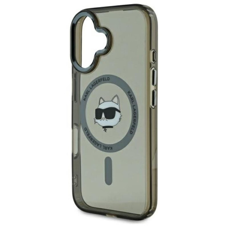 Karl Lagerfeld IML Metal Choupette Head MagSafe - Etui iPhone 16 (czarny) (KLHMP16SHLSCHK)