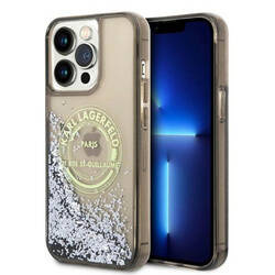 Karl Lagerfeld Liquid Glitter Round RSG Logo Case - Etui iPhone 14 Pro Max (czarny) (KLHCP14XLCRSGRK)