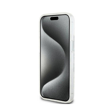DKNY Liquid Glitter Multilogo - Etui iPhone 15 / 14 / 13 (biały) (DKHCP15SLCPEPT)