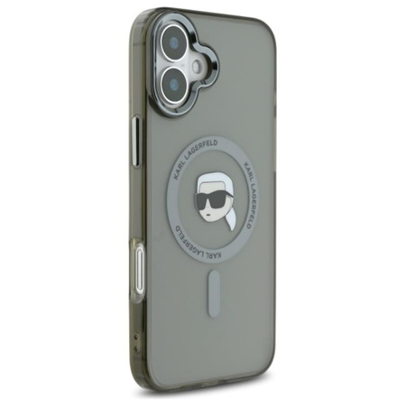 Karl Lagerfeld IML Metal Karl Head MagSafe - Etui iPhone 16 (czarny) (KLHMP16SHLSKIK)