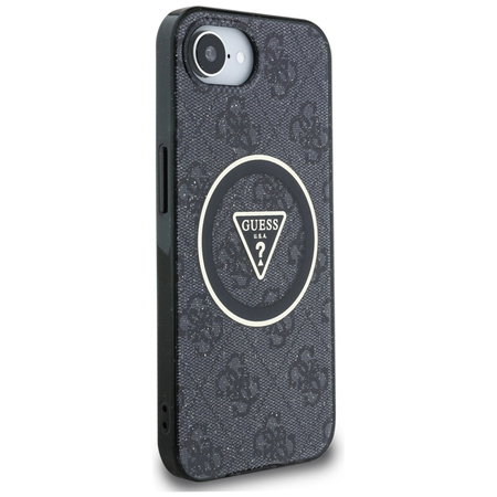 Guess IML Metal Glitter 4G Circle Triangle MagSafe - Etui do iPhone 16e (czarny) (GUHMPSE4HG4PRTGK)