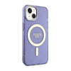 Guess Glitter Gold MagSafe - Etui iPhone 14 (Purpurowy) (GUHMP14SHCMCGU)