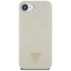 Guess Grained Hot Stamp Peony Triangle Logo MagSafe - Etui do iPhone 16e (beżowy) (GUHMPSE4PGBTME)
