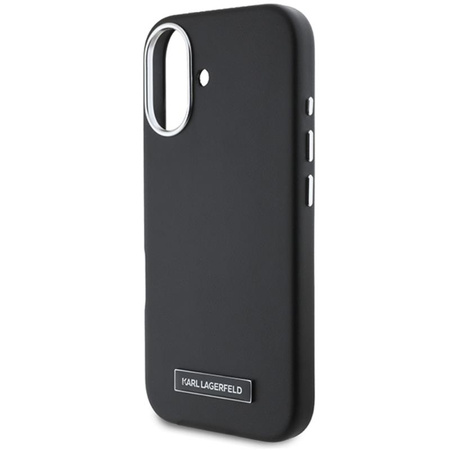 Karl Lagerfeld FW Metal Plate MagSafe - Etui iPhone 16 Plus (czarny) (KLHMP16MPGMSRPK)