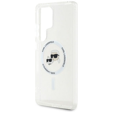 Karl Lagerfeld Button Karl & Choupette Heads Printed Logo MagSafe - Etui Samsung Galaxy S25 Ultra (biały) (KLHMS25LHLSKCH)