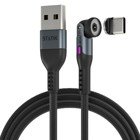 Statik 360 - kabel USB-A z trzema wymiennymi wtyczkami magnetycznymi, 1m (USB-C, micro USB, lightning) (black) (PUP-0420-3FT-RTL)