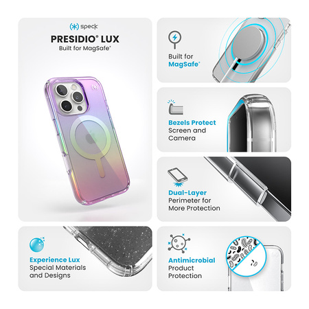 Speck Presidio2 Lux MagSafe - Etui iPhone 16 Pro (Amazing Purple / Clear) (150765-3237)