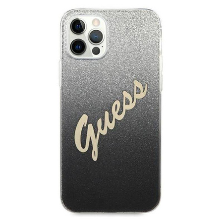 Guess Glitter Gradient Script - Etui iPhone 12 Pro Max (czarny) (GUHCP12LPCUGLSBK)