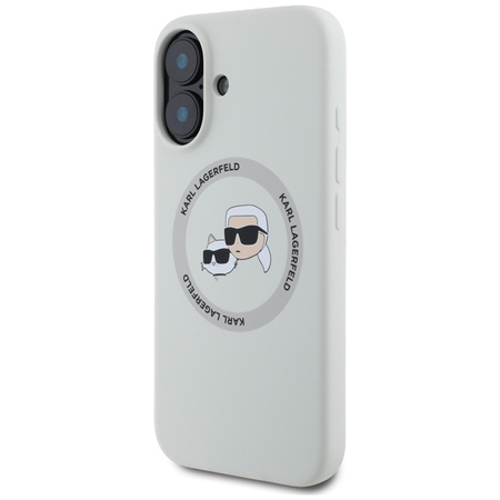 Karl Lagerfeld Silicone Double Heads And Circle MagSafe - Etui do iPhone 16 (beżowy) (KLHMP16SSKCHTCE)