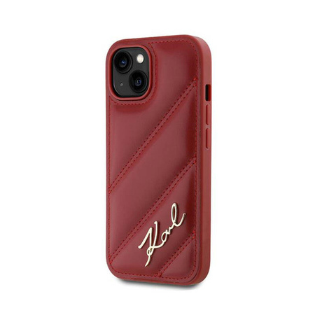 Karl Lagerfeld Diagonal Quilted Script - Etui iPhone 15 / 14 / 13 (czerwony) (KLHCP15SPQDSMGR)