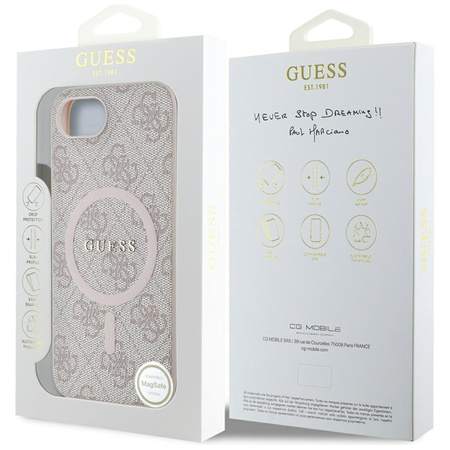 Guess 4G Ring Classic Logo MagSafe - Etui do iPhone 16e (różowy) (GUHMPSE4G4GFRP)