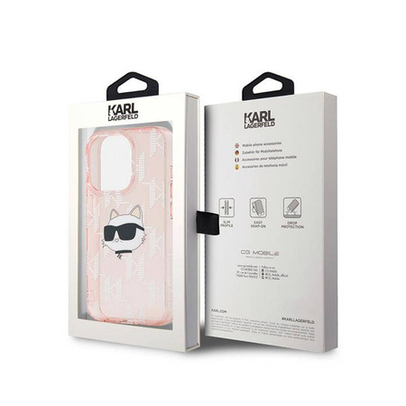 Karl Lagerfeld IML Choupette Head & Monogram - Etui iPhone 15 Pro (różowy) (KLHCP15LHKLPCHP)