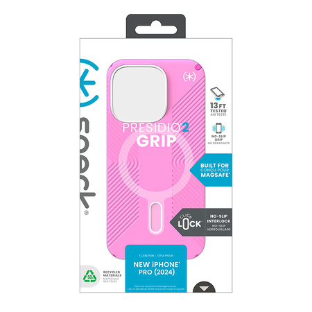 Speck Presidio2 Grip ClickLock & MagSafe - Etui iPhone 16 Pro (True Pink / Shocking Pink / White) (150701-3249)