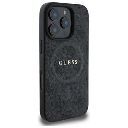 Guess 4G Ring Classic Logo MagSafe - Etui iPhone 16 Pro Max (czarny) (GUHMP16XG4GFRK)