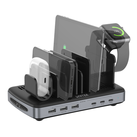 Unitek Stacja ładująca 3 x USB-A 20W, 3 x USB-C PD 60W, 80W - czarny (P1207B)