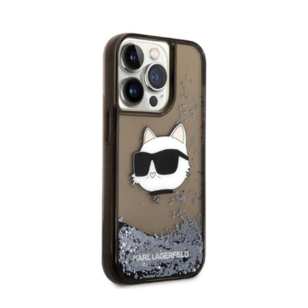 Karl Lagerfeld Liquid Glitter NFT Choupette Head - Etui iPhone 14 Pro (czarny) (KLHCP14LLNCHCK)