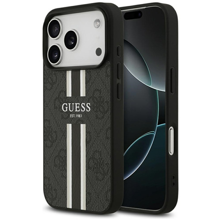 Guess 4G Printed Stripes MagSafe - Etui iPhone 17 Pro (czarny) (GUHMP17LP4RPSK)