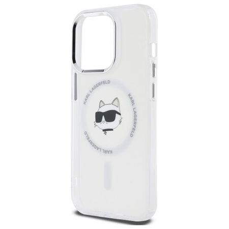 Karl Lagerfeld IML Metal Choupette Head MagSafe - Etui iPhone 14 Pro (biały) (KLHMP14LHLSCHH)