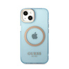 Guess Gold Outline Translucent MagSafe - Etui iPhone 13 (niebieski) (GUHMP13MHTCMB)