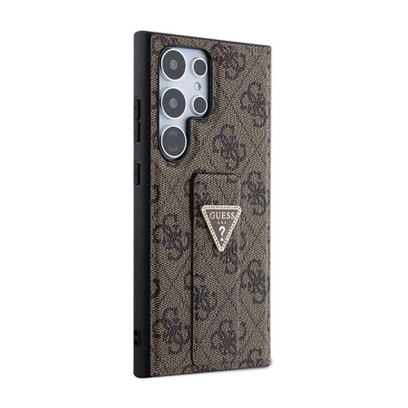 Guess Grip Stand 4G Triangle Strass Logo - Etui Samsung Galaxy S24 Ultra (brązowy) (GUHCS24LPGS4TDW)