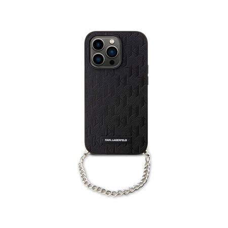 Karl Lagerfeld Saffiano Monogram Chain - Etui iPhone 14 Pro (Czarny) (KLHCP14LSACKLHPK)