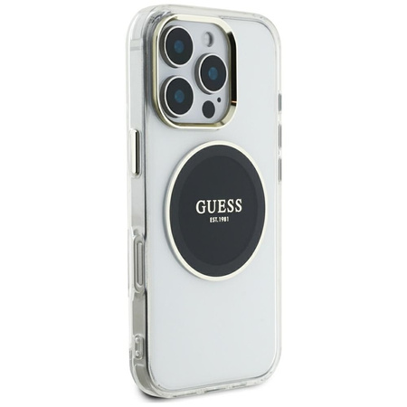 Guess IML Metal Colored Circle Classic Logo MagSafe - Etui do iPhone 16 Pro Max (czarny) (GUHMP16XHTDRCEDK)