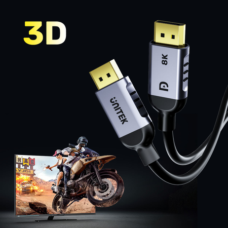 Unitek kabel DisplayPort 1.4 8k 60hz, 4k 240hz, HDR, HDCP 2.3, DSC 1.2, 5m - czarny (C1628GY01-5M)