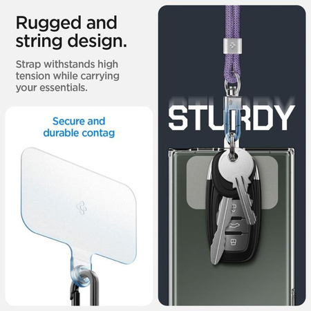 Spigen Universal Strap Set Crossbody & Wrist - Pasek do telefonu na ramię + na nadgarstek (Deep Purple) (AFA08363)