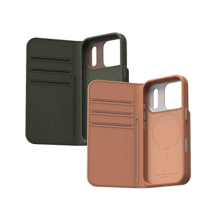Moshi Overture MagSafe - Skórzane etui 3w1 z klapką iPhone 17 Pro Max (Misty Coral) (99M2251216)