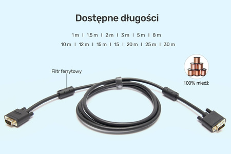 Unitek Kabel Przewód PREMIUM VGA HD15 M/M 1m (Y-C511G)