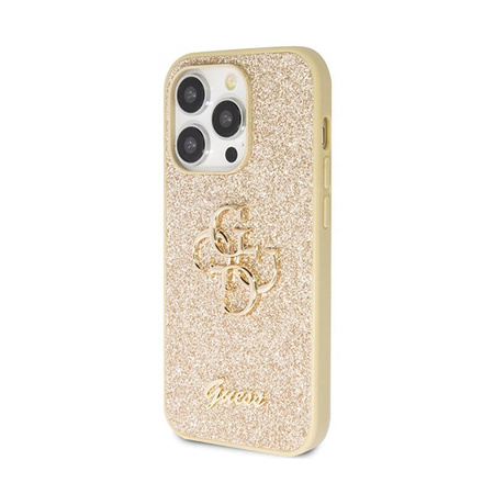 Guess Glitter Script Big 4G - Etui iPhone 14 Pro (złoty) (GUHCP14LHG4SGD)