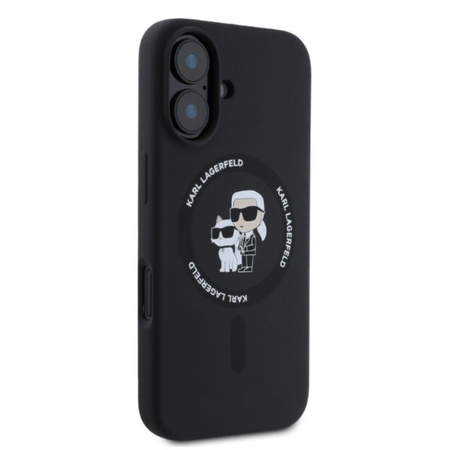 Karl Lagerfeld Silicone Karl & Choupette Ring MagSafe - Etui iPhone 16 (czarny) (KLHMP16SSCMKCRHK)