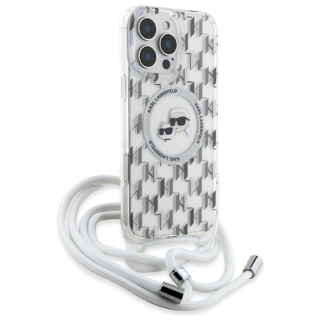 Karl Lagerfeld IML Crossbody Monogram Karl & Choupette Head MagSafe - Etui iPhone 16 Pro (przezroczysty) (KLHMP16LHCKCKLCT)