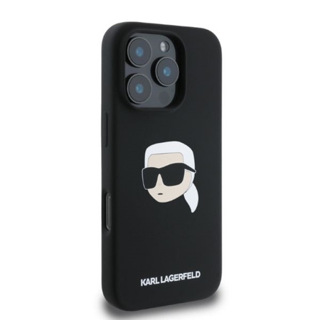 Karl Lagerfeld Silicone Karl Head Print MagSafe - Etui iPhone 16 Pro Max (czarny) (KLHMP16XSKHPPLK)