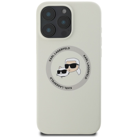 Karl Lagerfeld Silicone Double Heads And Circle MagSafe - Etui do iPhone 16 Pro Max (beżowy) (KLHMP16XSKCHTCE)