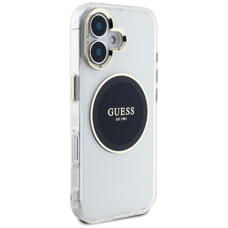 Guess IML Metal Colored Circle Classic Logo MagSafe - Etui do iPhone 16 (czarny) (GUHMP16SHTDRCEDK)
