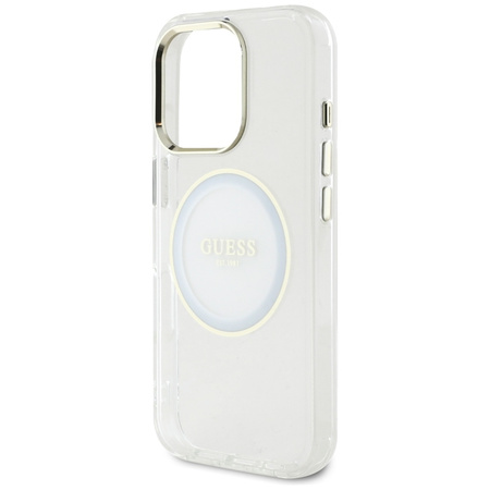 Guess IML Metal Colored Circle Classic Logo MagSafe - Etui do iPhone 16 Pro (biały) (GUHMP16LHTDRCEDH)