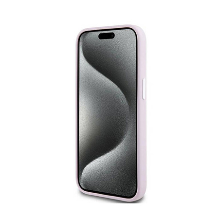 DKNY Liquid Silicone Small Metal Logo MagSafe - Etui iPhone 15 Plus / 14 Plus (różowy) (DKHMP15MSMCHLP)