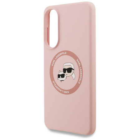 Karl Lagerfeld Silicone Double Heads And Circle MagSafe - Etui Samsung Galaxy S25 Edge (różowy) (KLHMS25ESKCHTCP)